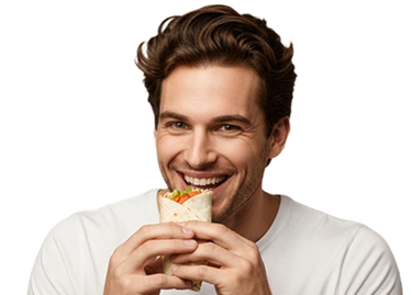 Male eating food